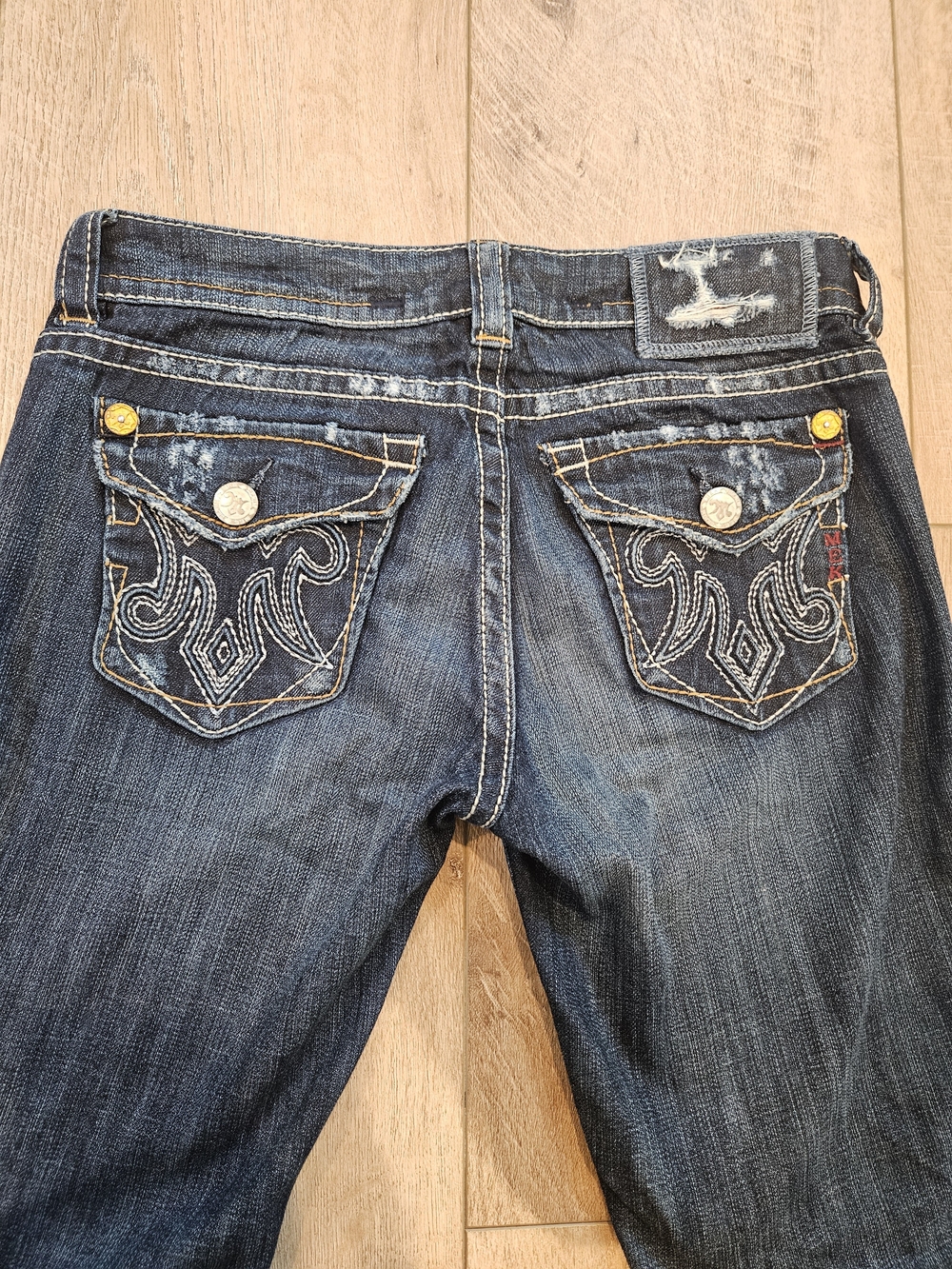 Y2K MEK Denim New Oaxaca Bootcut Jeans 26x34 Dark Wash Flap Pocket